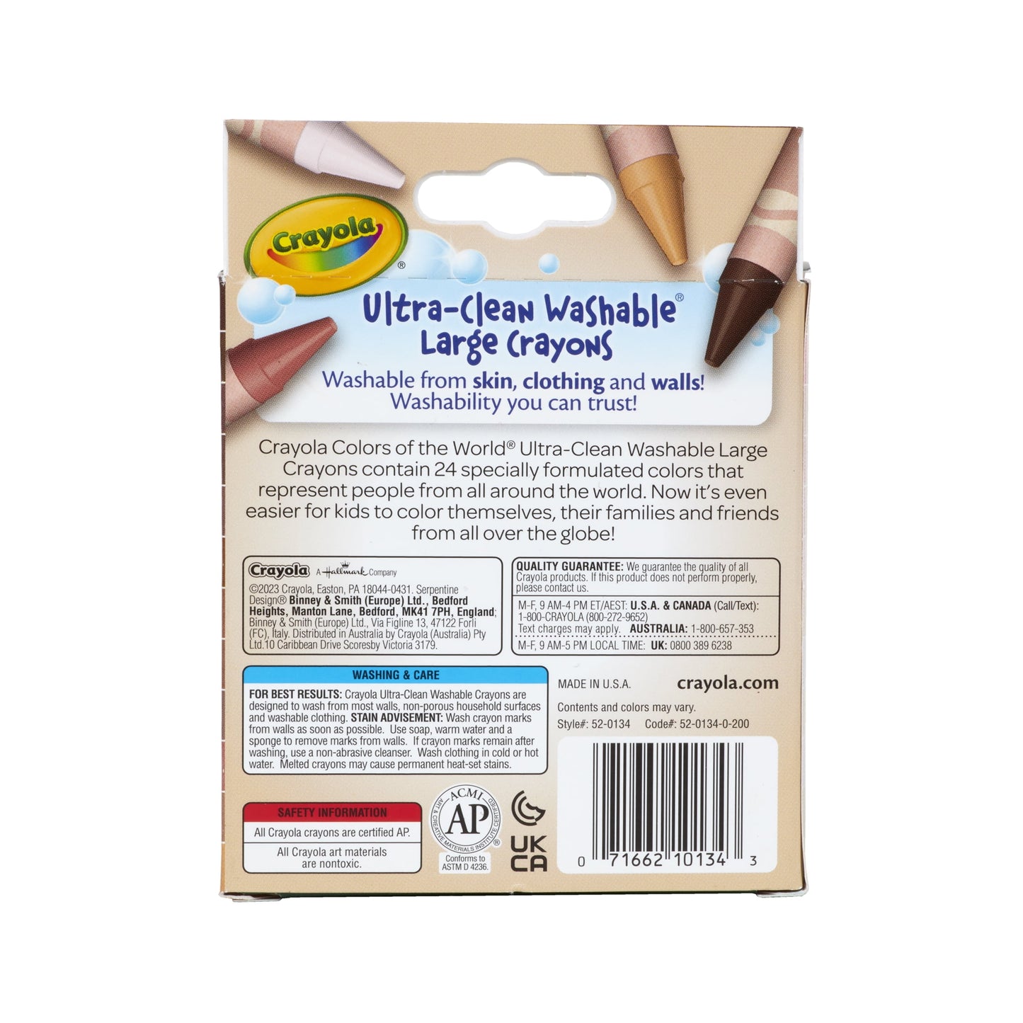 Crayola Large Crayons, Colors of the World, 24 Per Box, 3 Boxes