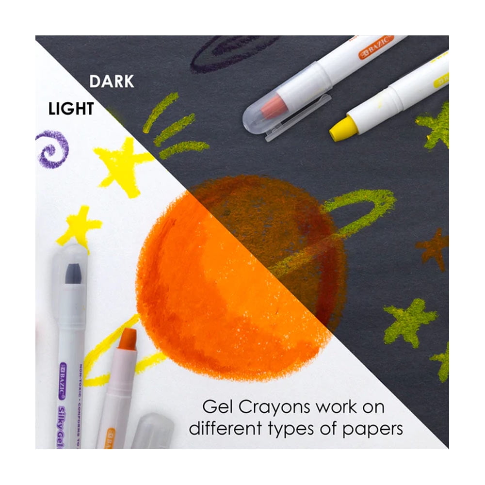 12 PC Silky Gel Crayons Twistable Non Toxic Washable Watercolor Coloring Crayon
