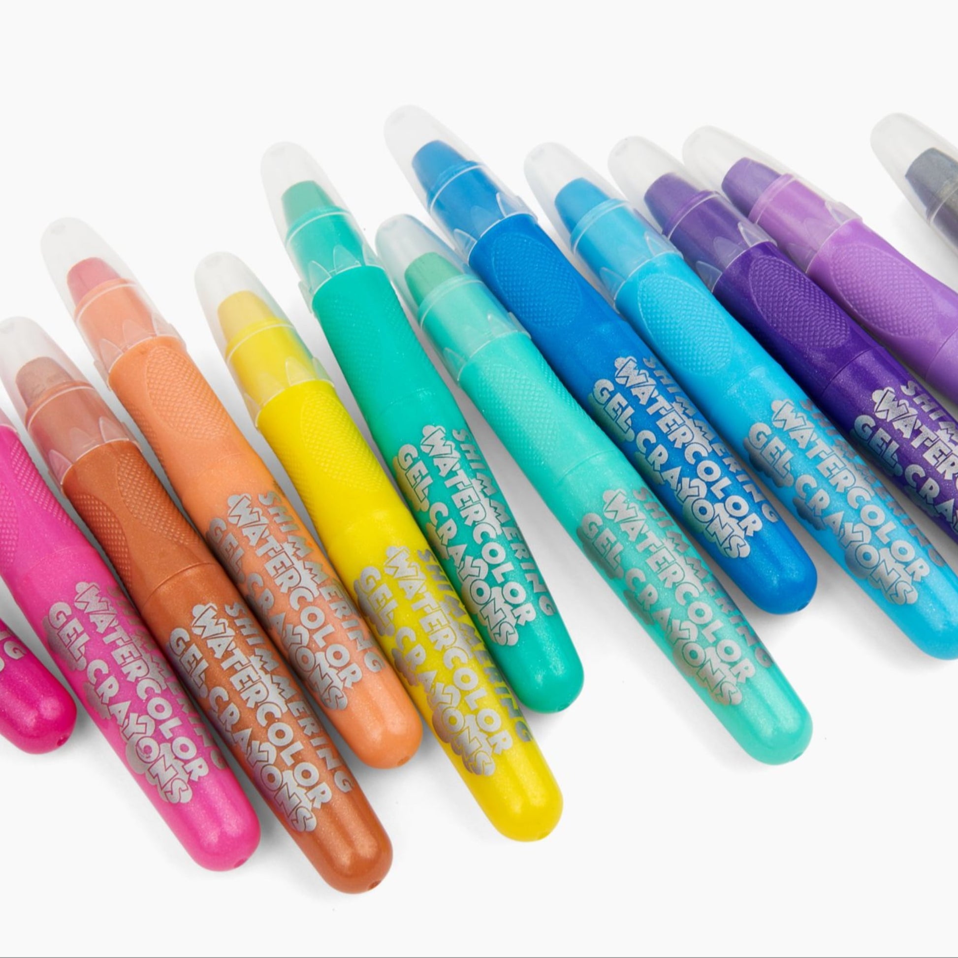 MKIDSFUN Sparkle Watercolor Gel Crayons, 12 Metallic Twistable Crayons
