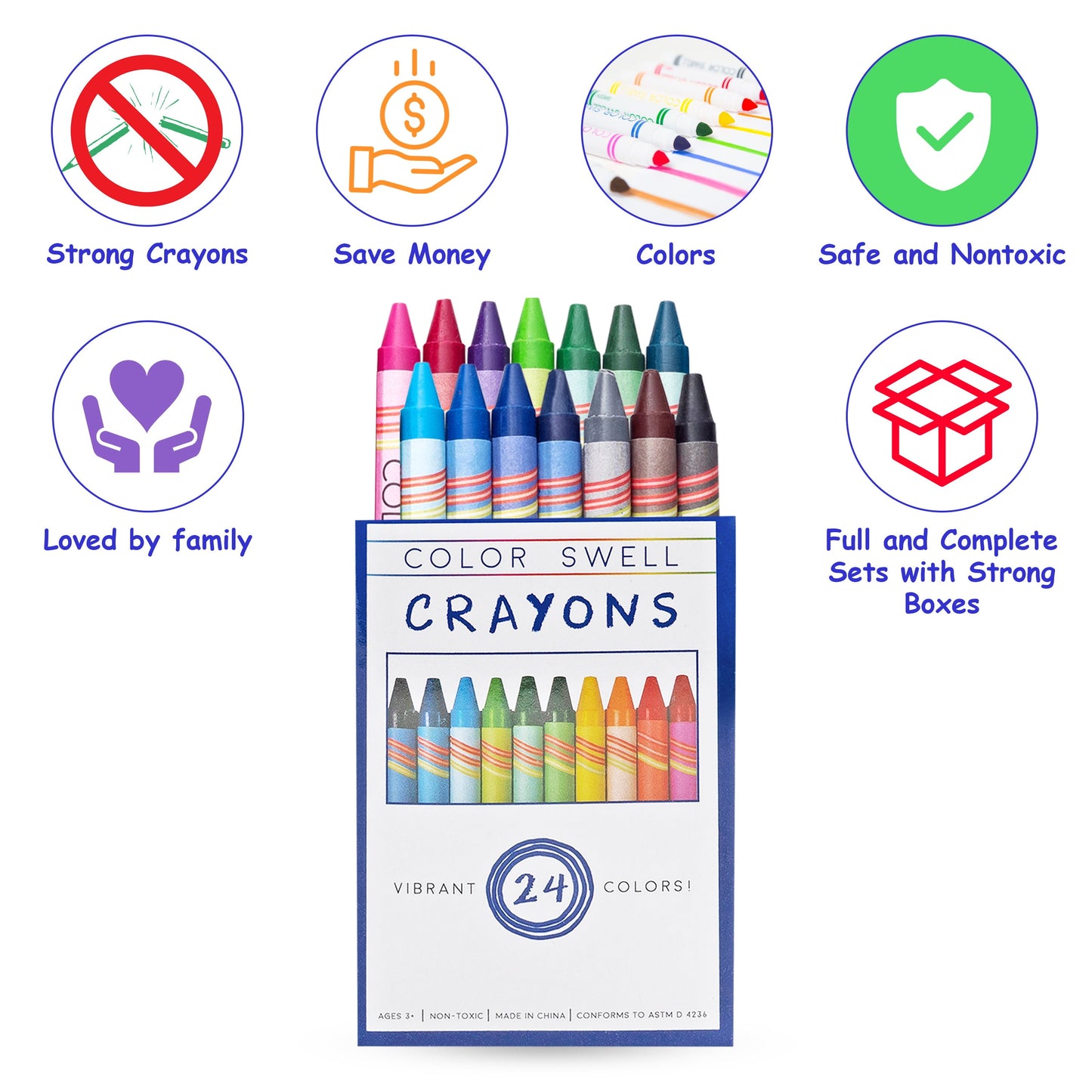 Color Swell Bulk Crayons - 40 Packs 24 Crayons per Pack (960 Crayons Total) - Bulk Crayons