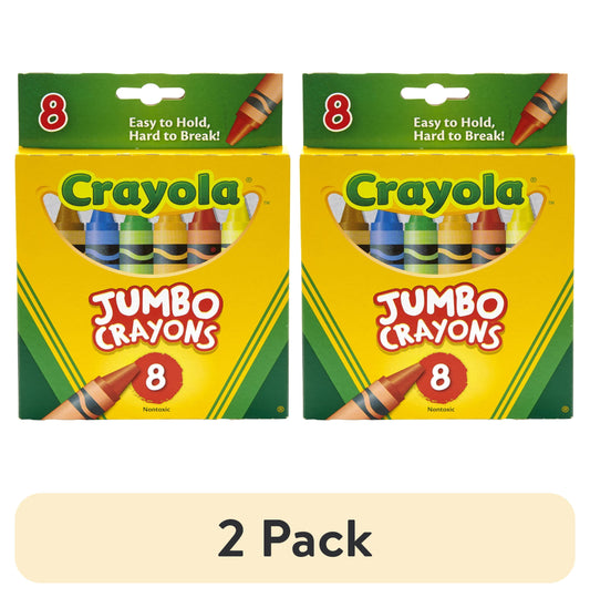 (2 pack) Crayola Jumbo Crayon Set, 8 Ct, Kindergarten and Preschool Supplies, Classroom Essentials, Coloring Gift for Toddlers, Ages 3+
