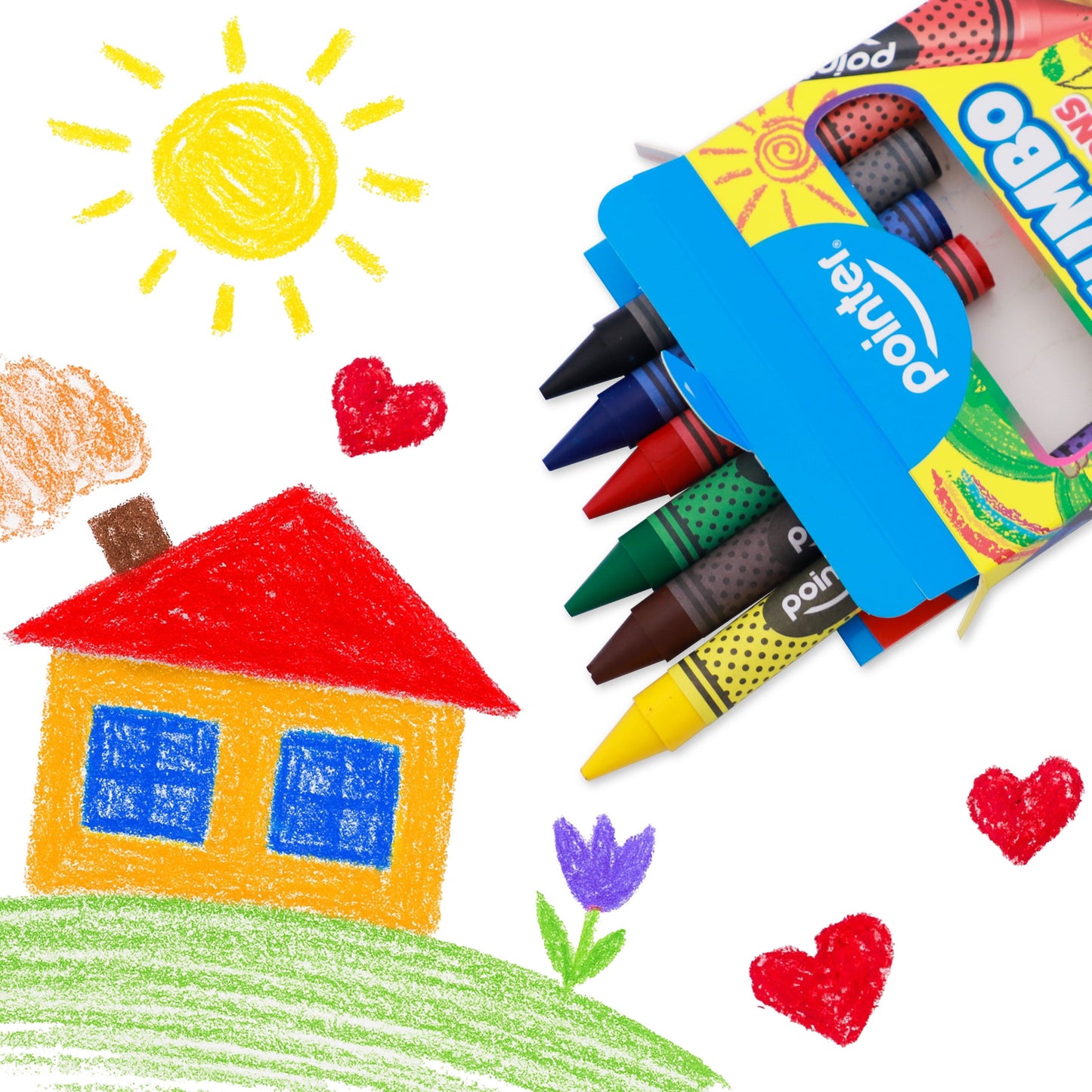 Pointer Jumbo Crayons, 12-Pack of 8 Count Boxes, Assorted Colors