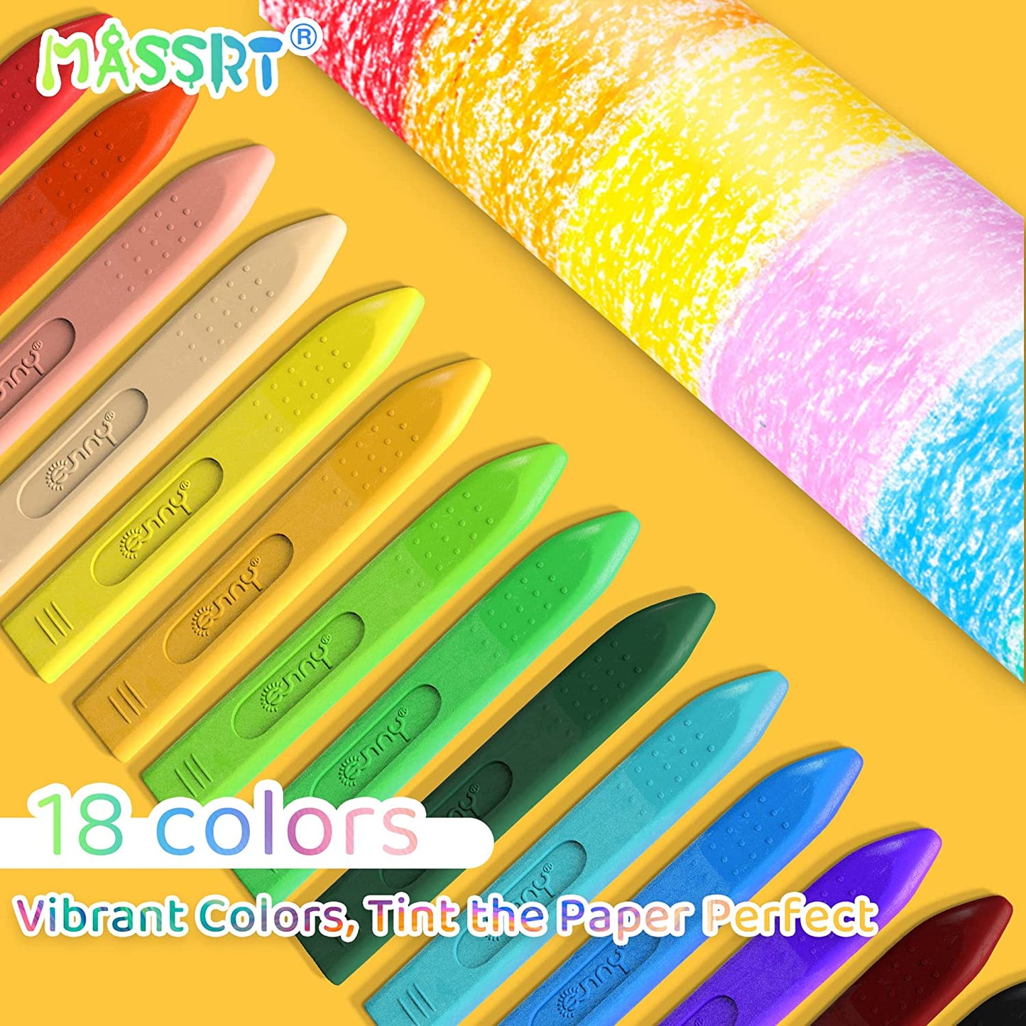 MASSRT Triangle Jumbo Crayons Non-toxic Easy to Hold 18 Count