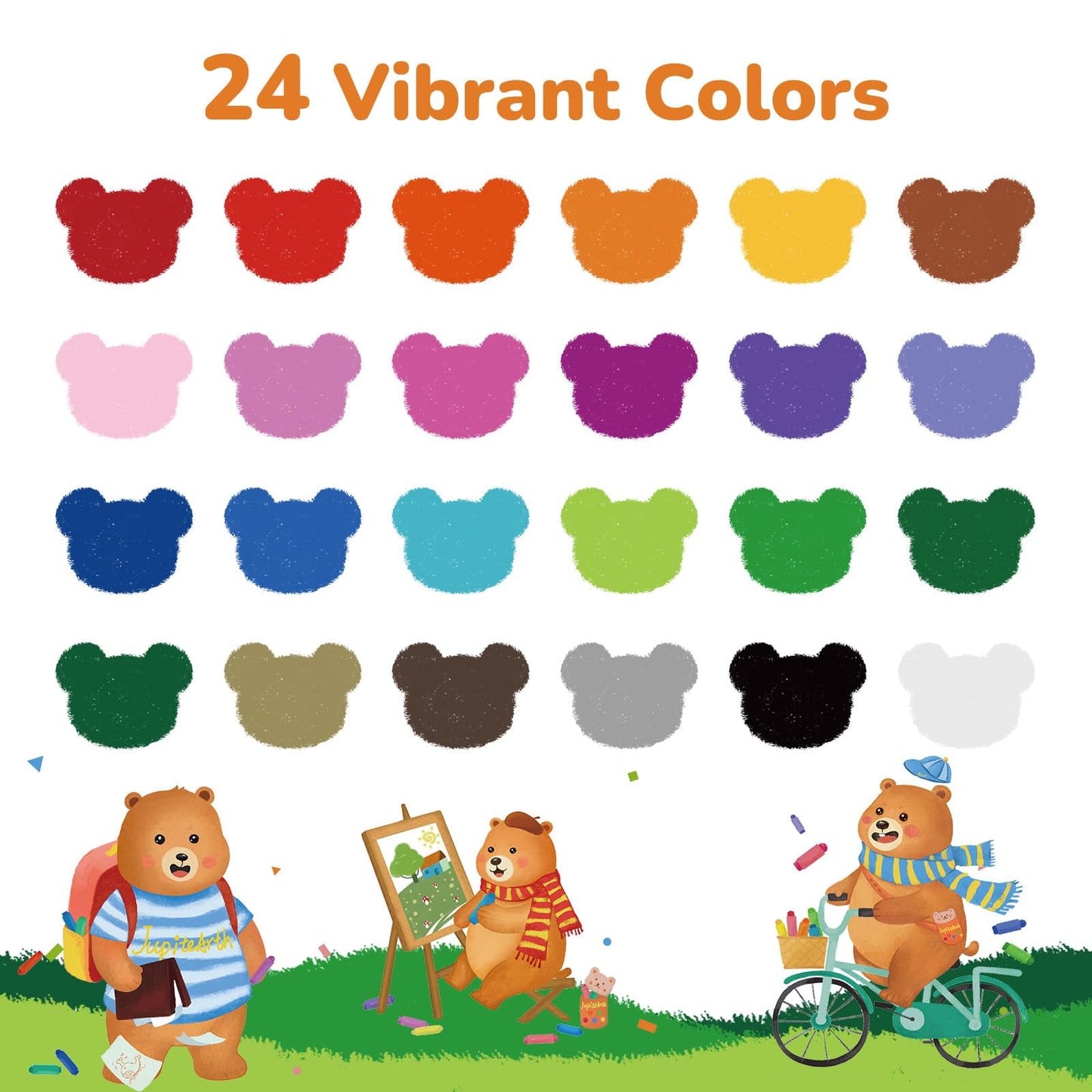 Jupitearth 24Ct Twistable&Non-Toxic Washable,Silky Crayons for toddlers1-3,Kids 4-8,Back to School Art Supplies