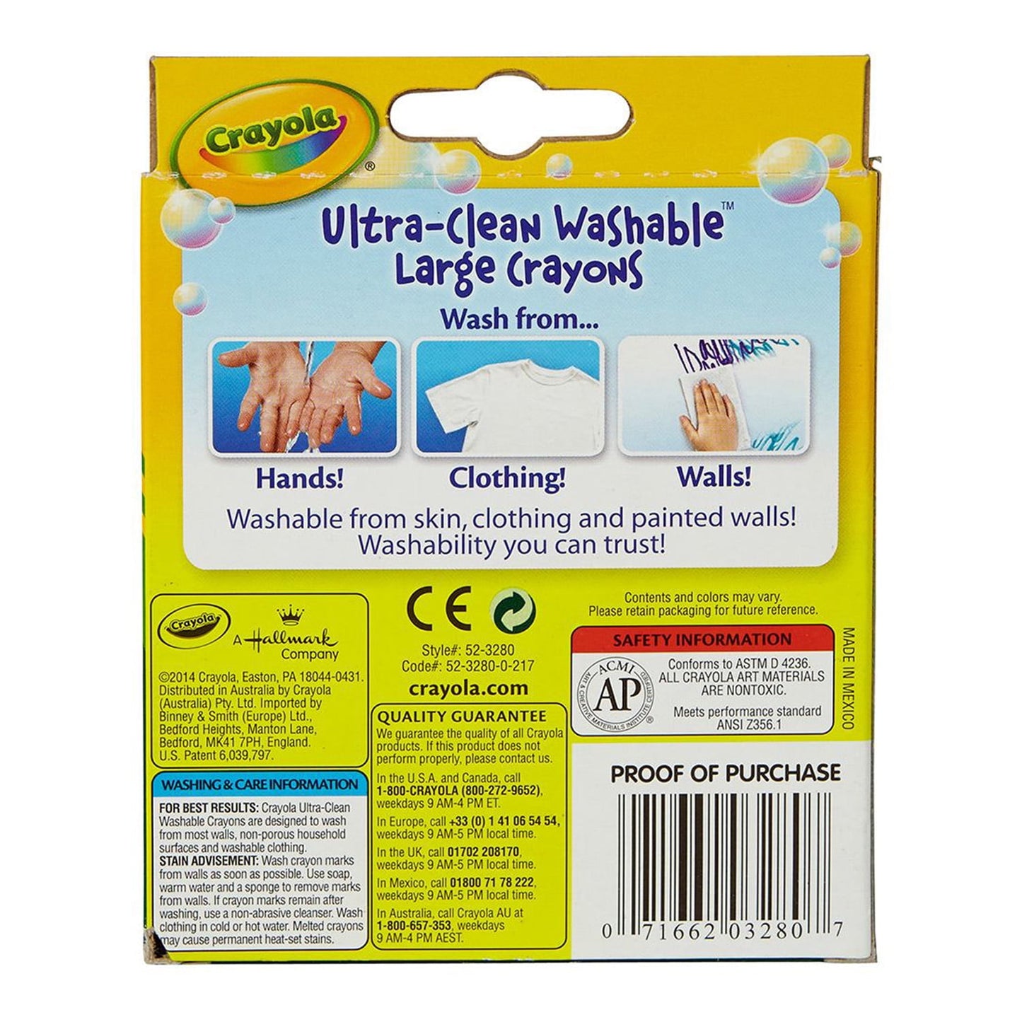 Crayola Ultra-Clean Washable Crayons, Large Size, 8 Per Box, 6 Boxes