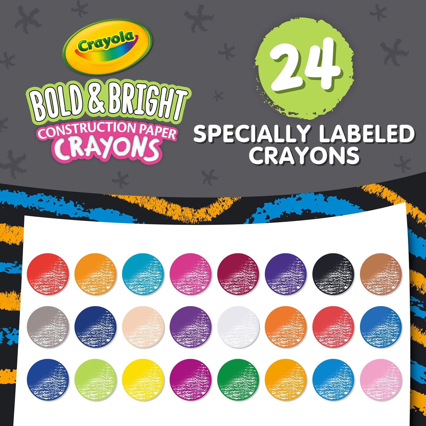 Crayola Bold & Bright Construction Paper Crayons, 24 Per Pack, 6 Packs