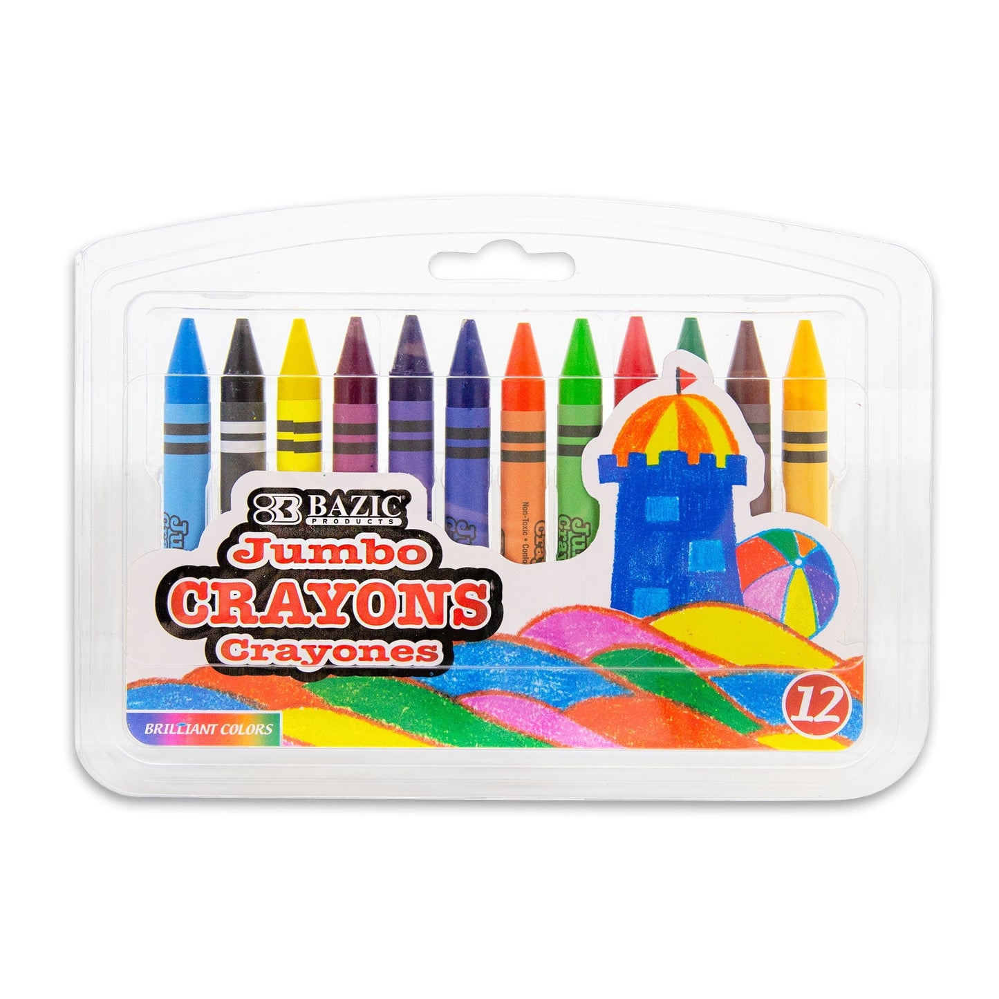 BAZIC 12 Color Premium Jumbo Crayons [2519]