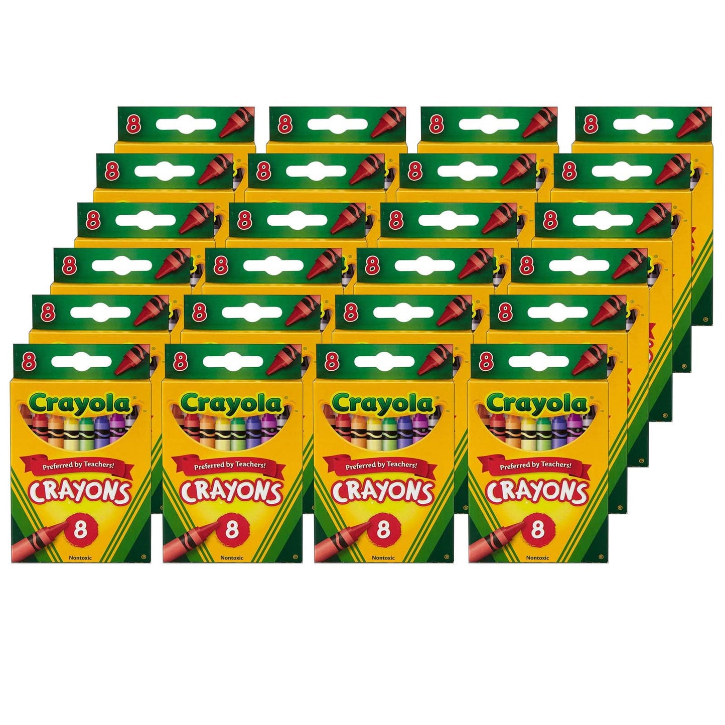 Crayola Crayons, Regular Size, 8 Colors Per Box, 24 Boxes