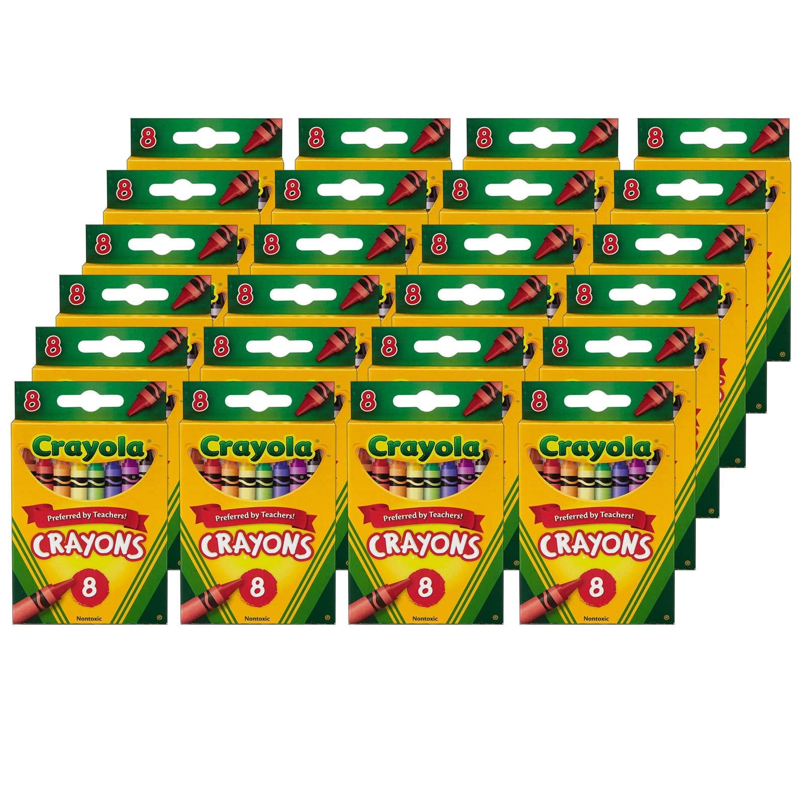 Crayola Crayons, Regular Size, 8 Colors Per Box, 24 Boxes