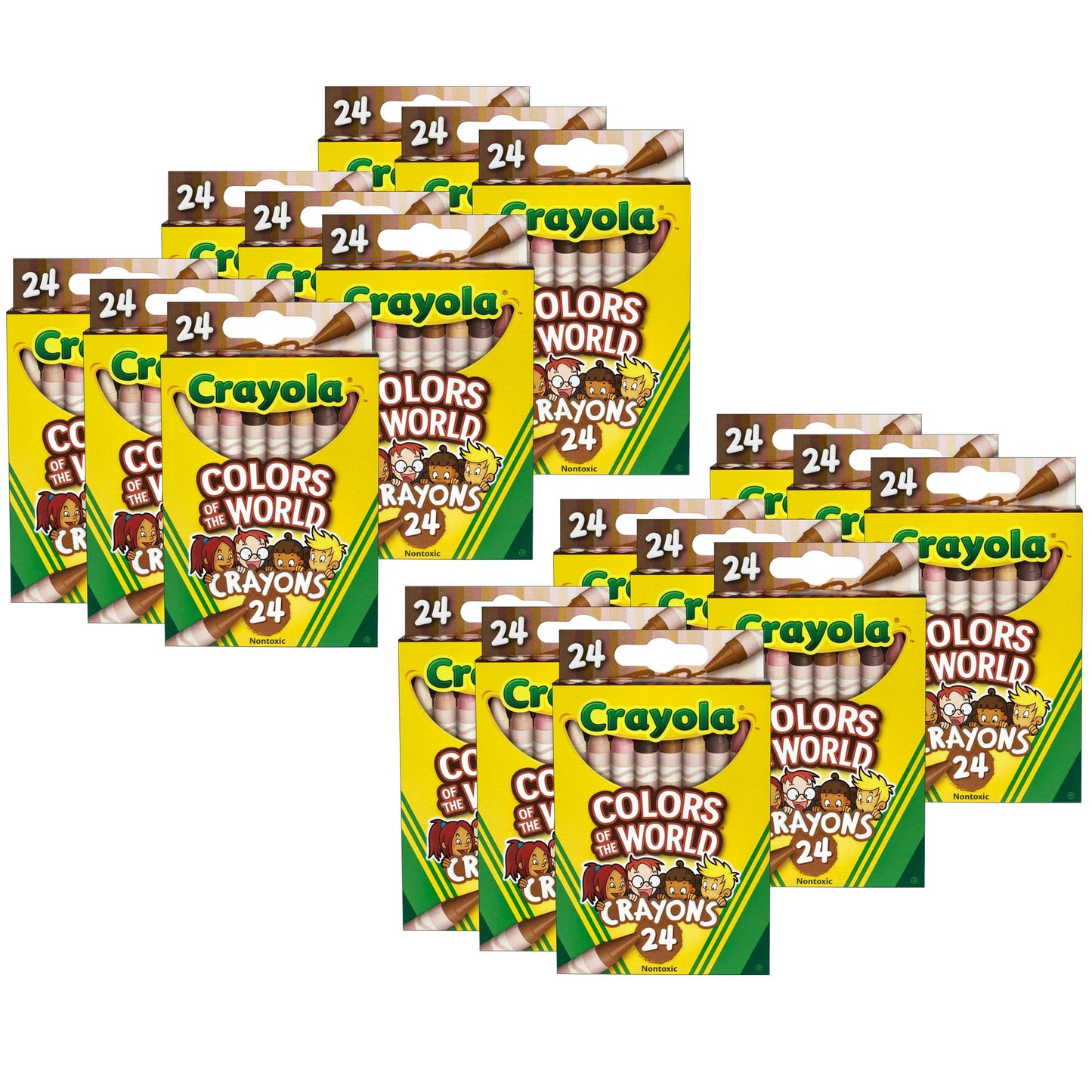 Crayola Colors of the World Crayons, 24 Per Pack, 12 Packs