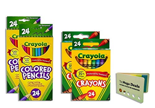 Crayola Crayons 24 Count - 2 Packs Colored Pencils 24 Count - 2 Packs