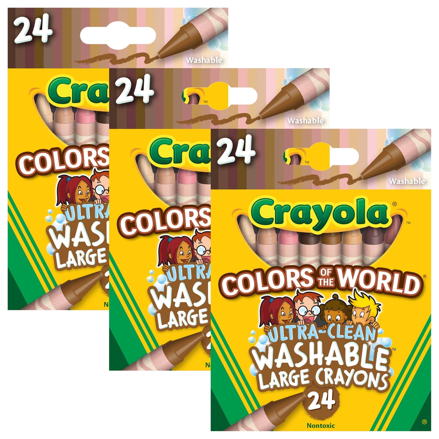 Crayola Large Crayons, Colors of the World, 24 Per Box, 3 Boxes