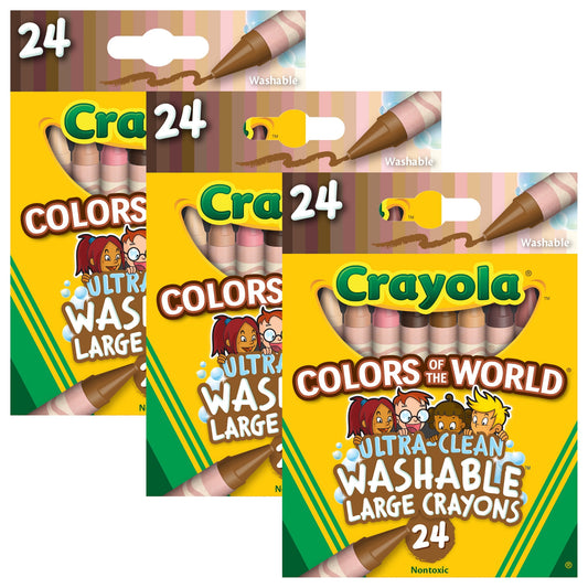 Crayola Large Crayons, Colors of the World, 24 Per Box, 3 Boxes