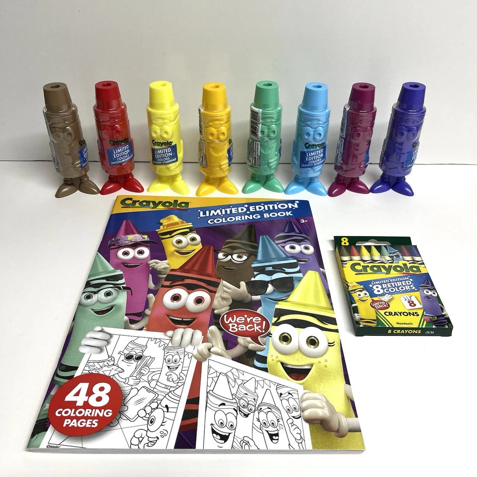 Crayola Limited Edition Retired Colors 1 Box Crayons, 1 Book, & 8 Sharpeners