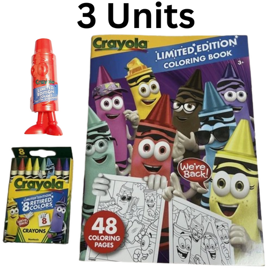 Crayola Limited Edition Crayons Set 8 Retired Colors + Red Sharpener & Coloring Book