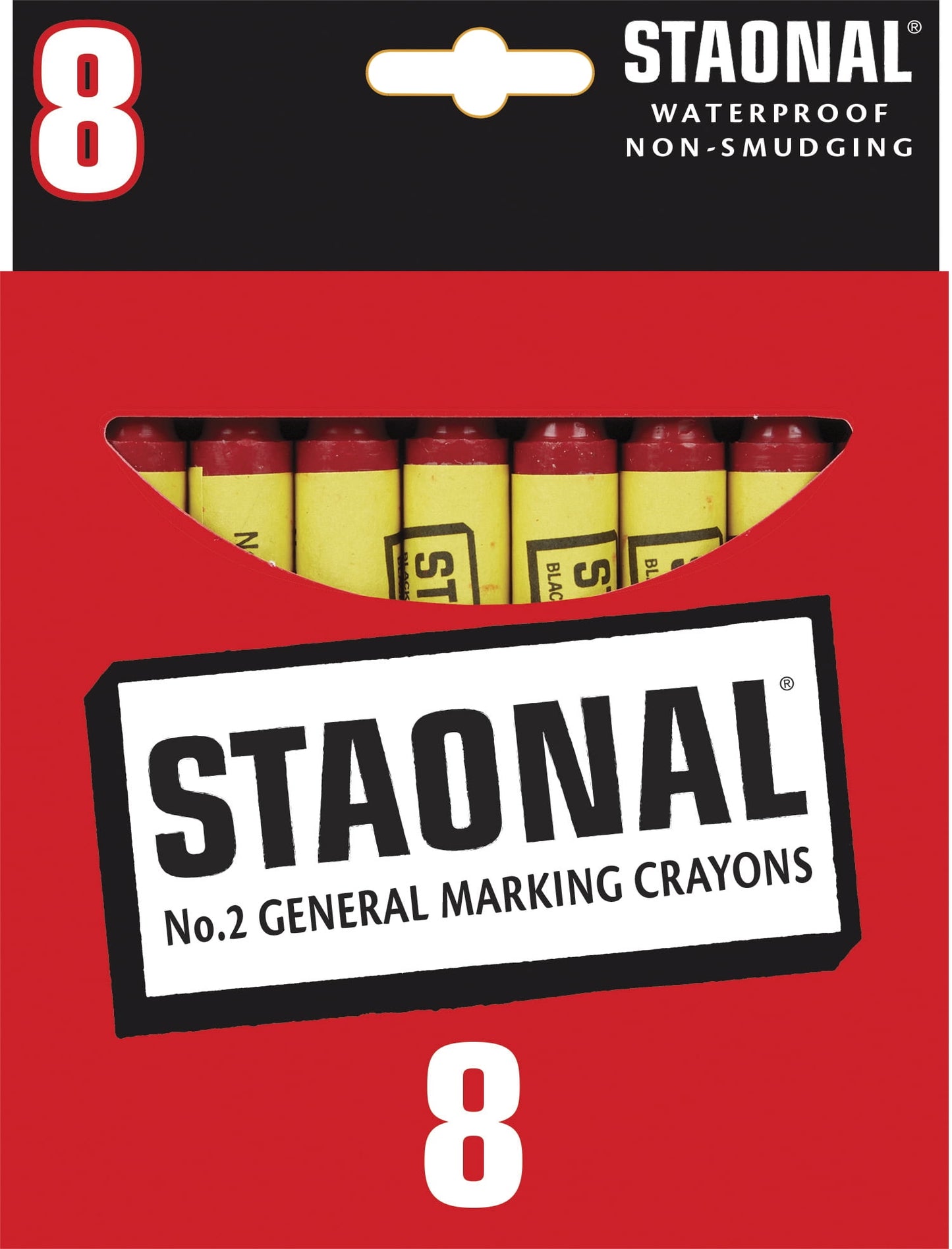 Crayola Staonal General Marking Crayon, Red, Pack Of 8