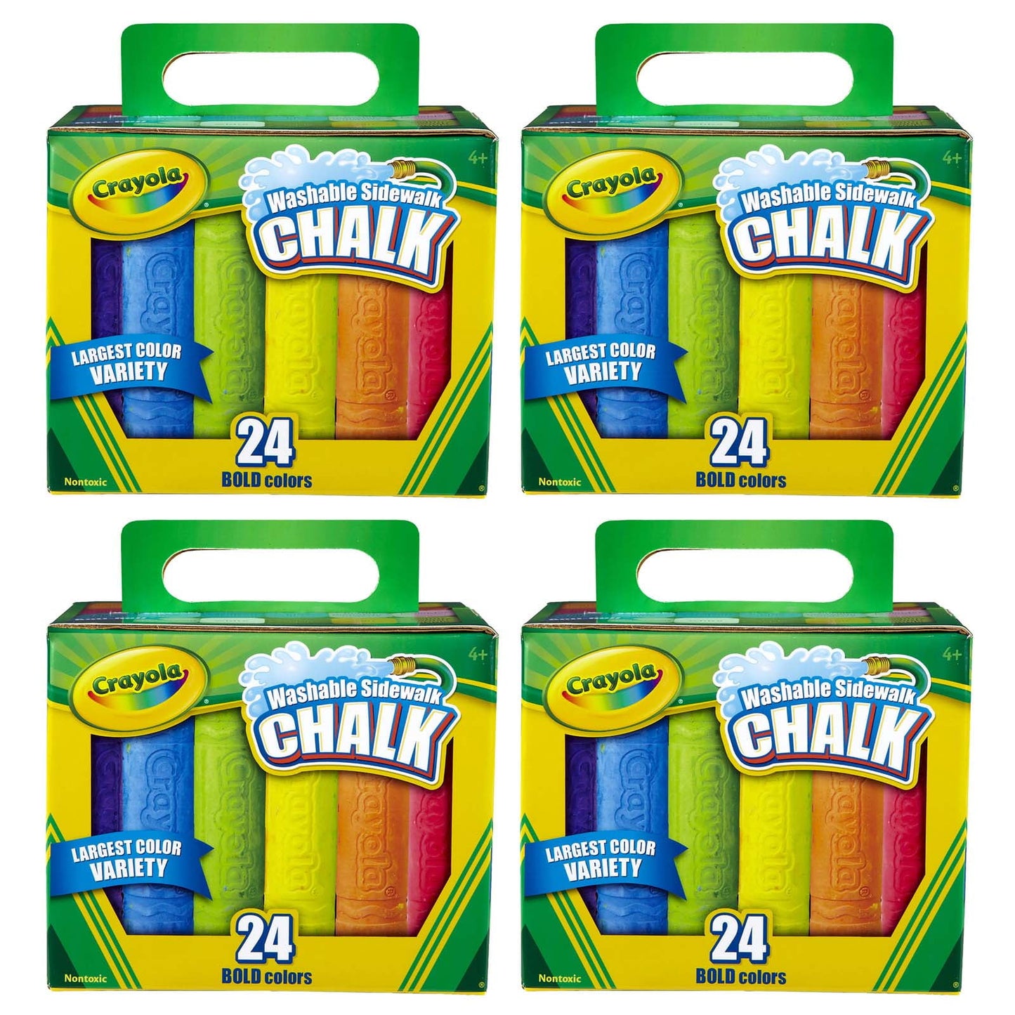 Crayola Washable Sidewalk Chalk, 24 Per Box, 4 Boxes