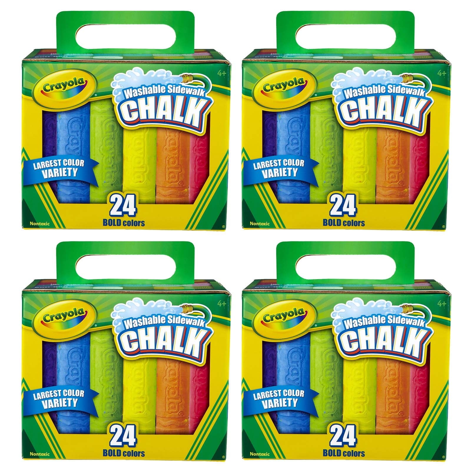 Crayola Washable Sidewalk Chalk, 24 Per Box, 4 Boxes