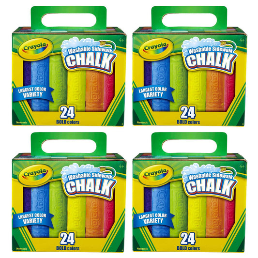 Crayola Washable Sidewalk Chalk, 24 Per Box, 4 Boxes