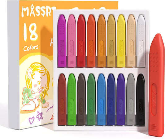 MASSRT Triangle Jumbo Crayons Non-toxic Easy to Hold 18 Count