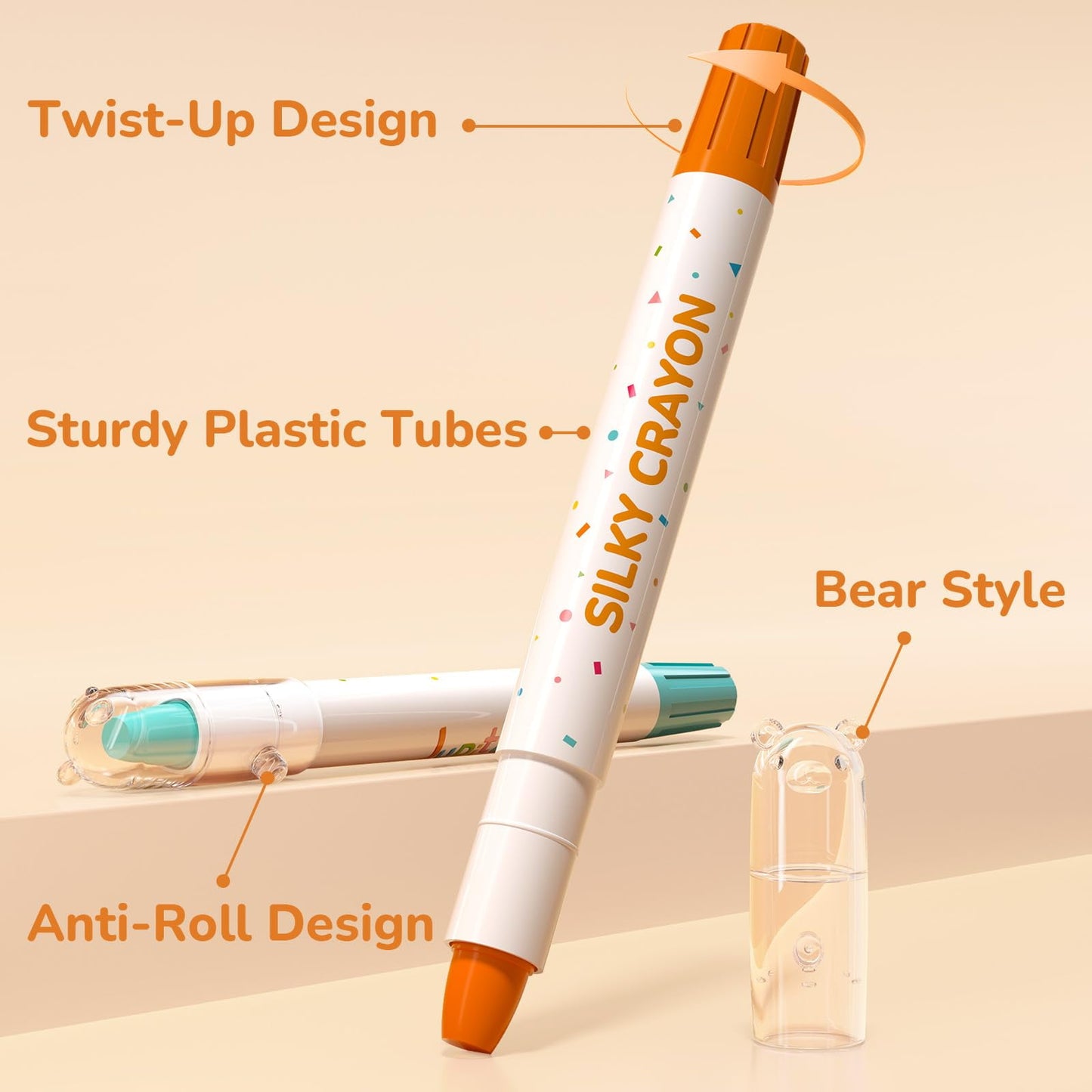 Jupitearth 24Ct Twistable&Non-Toxic Washable,Silky Crayons for toddlers1-3,Kids 4-8,Back to School Art Supplies