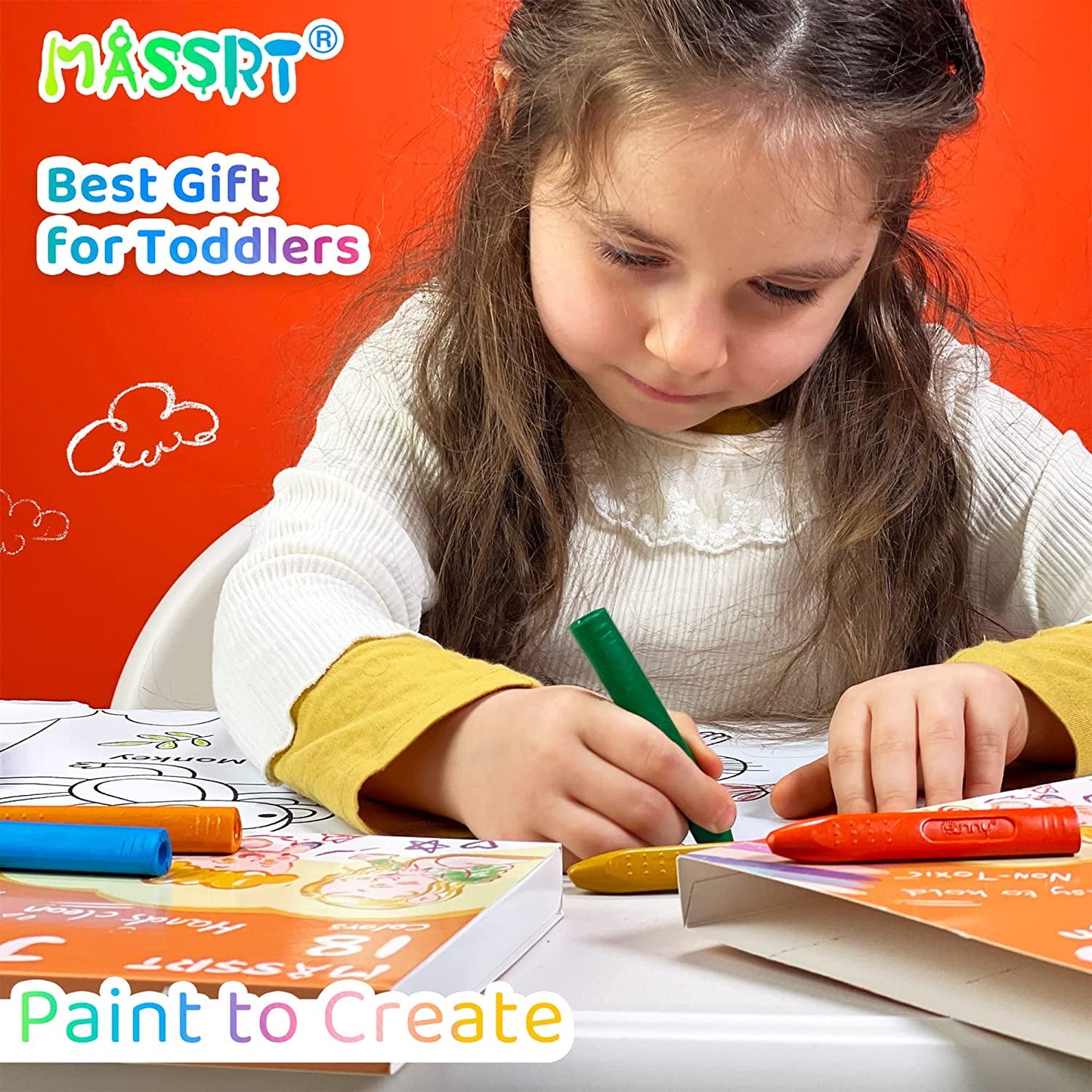 MASSRT Triangle Jumbo Crayons Non-toxic Easy to Hold 18 Count