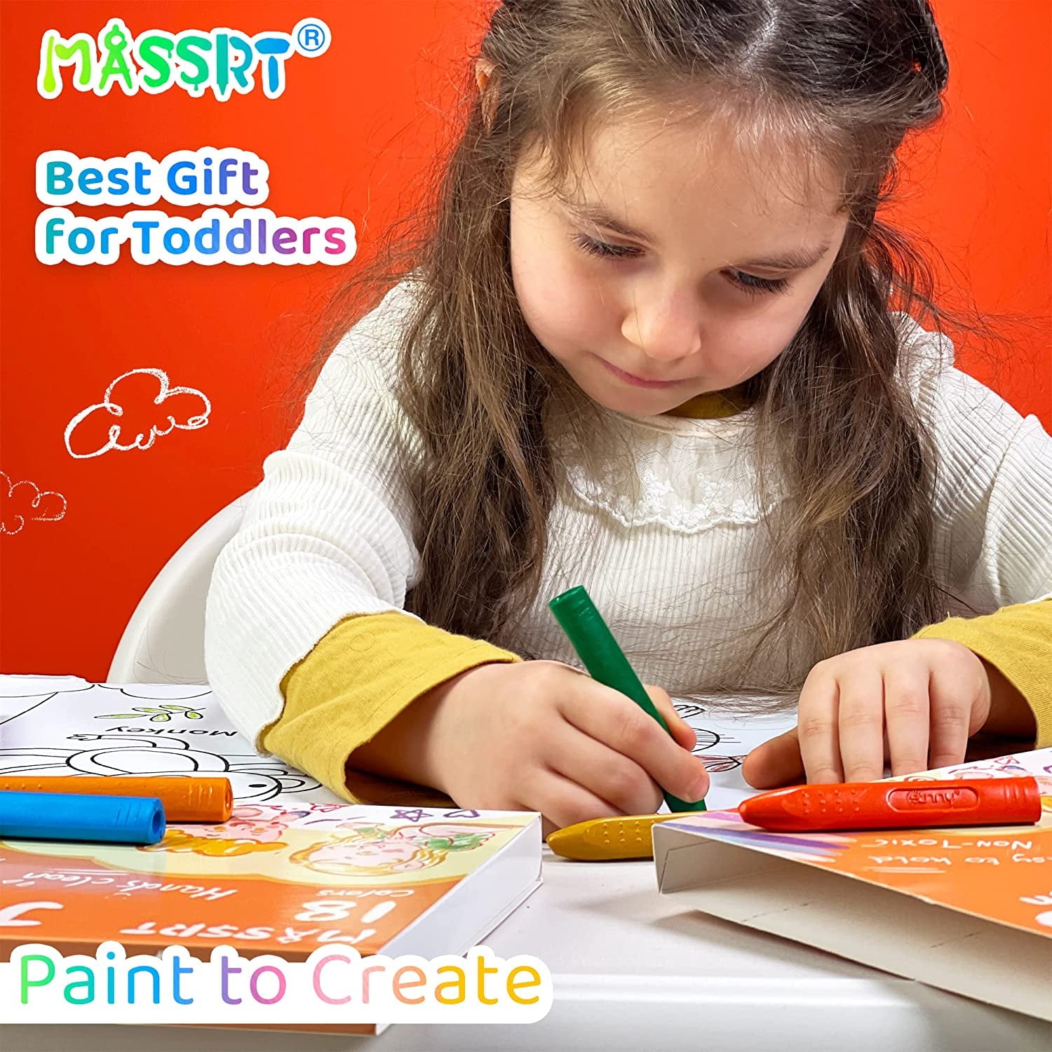 MASSRT Triangle Jumbo Crayons Non-toxic Easy to Hold 18 Count