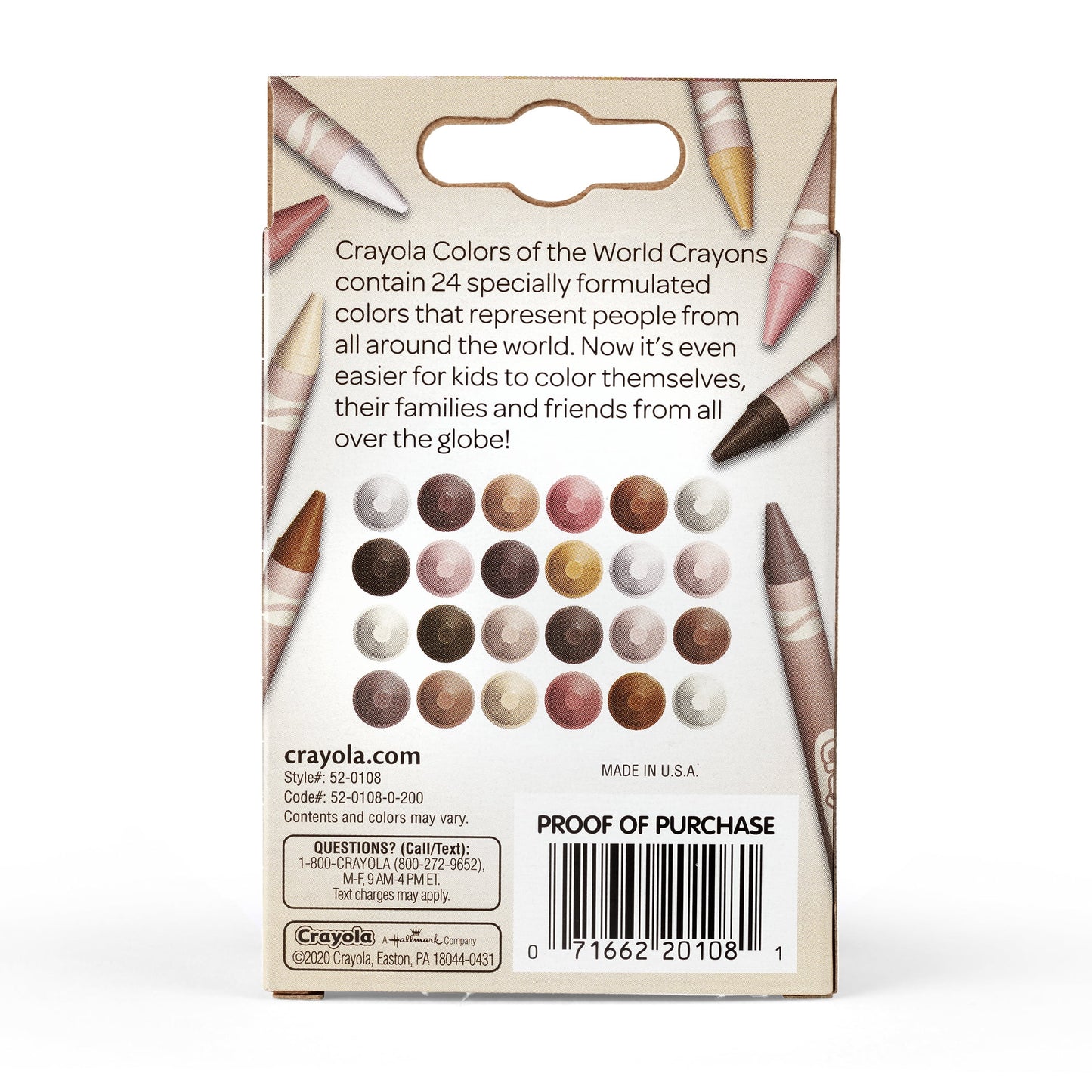 Crayola Colors of the World Crayons, 24 Per Pack, 12 Packs