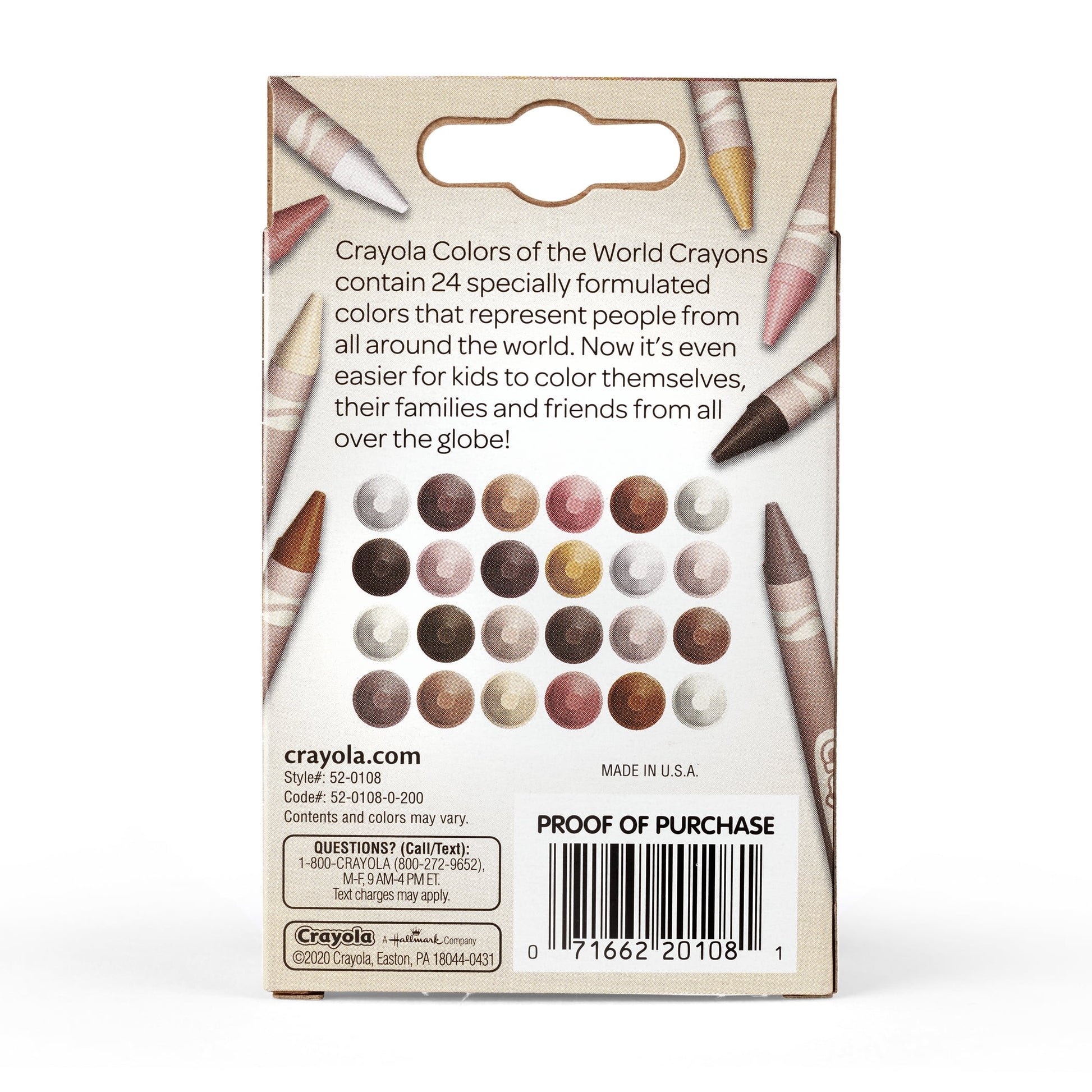 Crayola Colors of the World Crayons, 24 Per Pack, 12 Packs