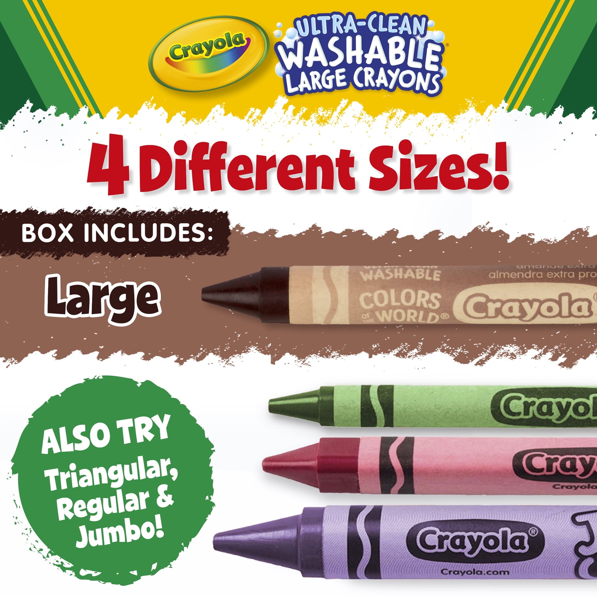 Crayola Large Crayons, Colors of the World, 24 Per Box, 3 Boxes