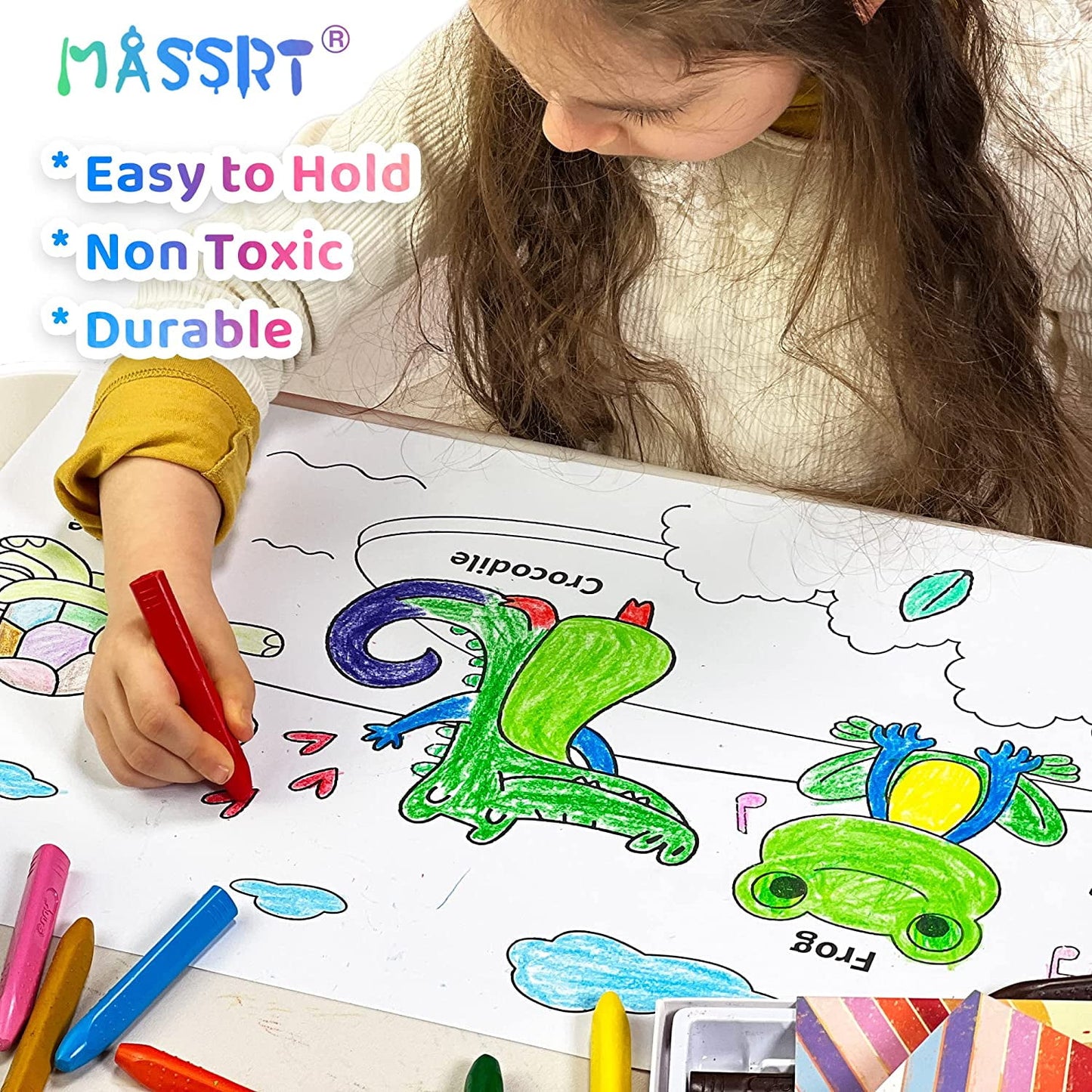 MASSRT Triangle Jumbo Crayons Non-toxic Easy to Hold 18 Count