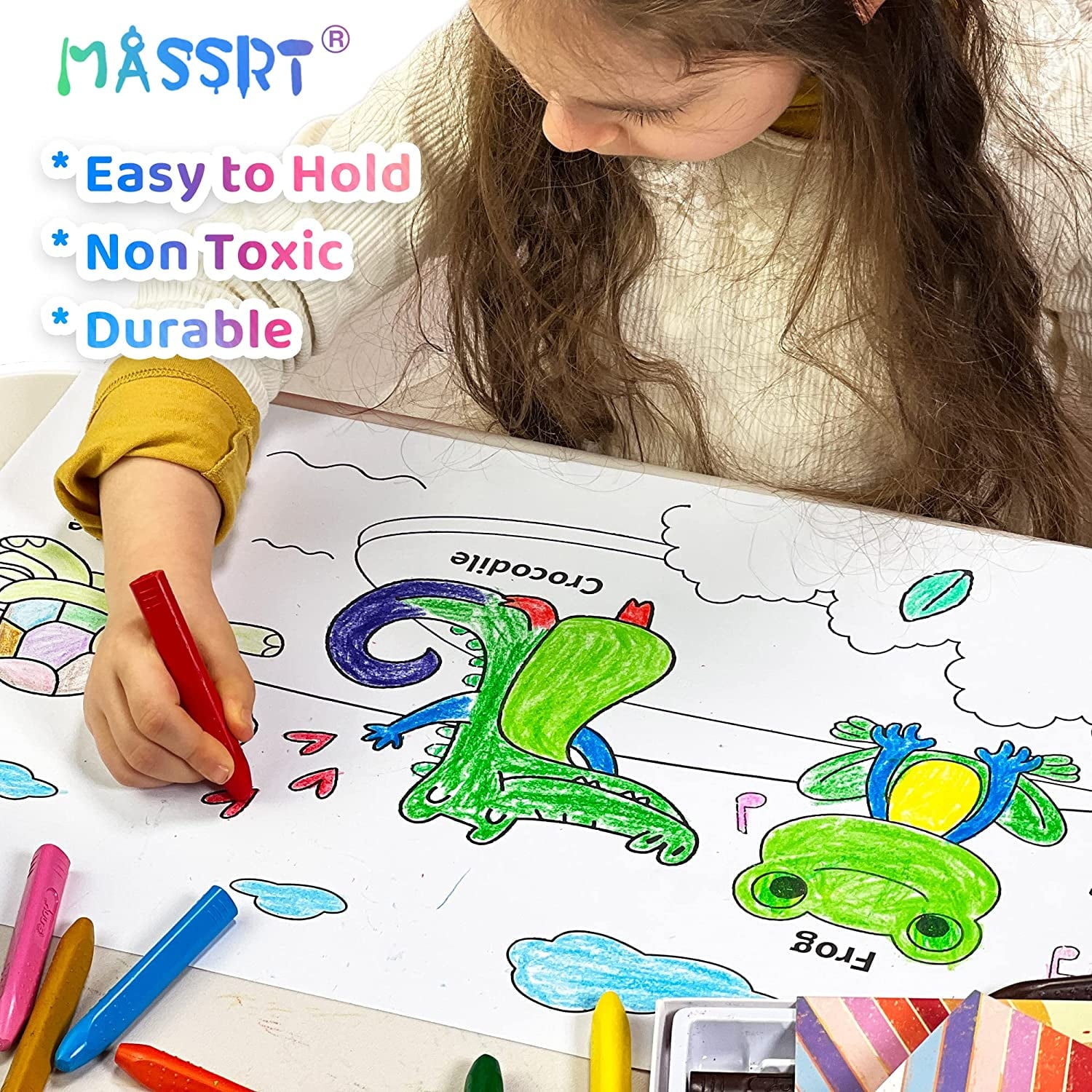 MASSRT Triangle Jumbo Crayons Non-toxic Easy to Hold 18 Count