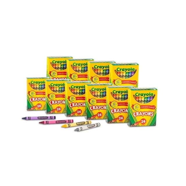 Crayola Crayons 24 Count, 10 Pack Bundle, Bundle for Teachers, Nontoxic, Preferred by Teachers (10 Packs, 240 Crayons)
