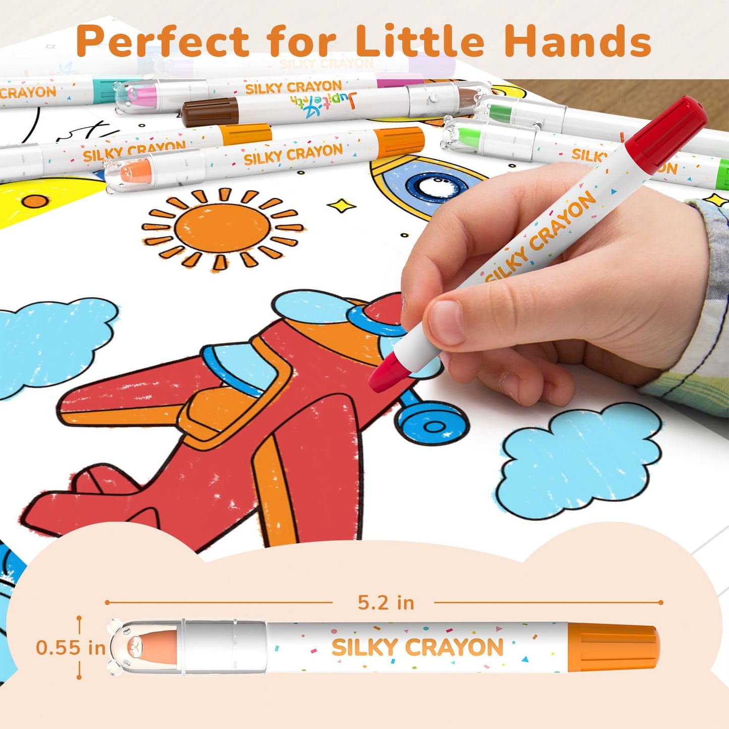 Jupitearth 24Ct Twistable&Non-Toxic Washable,Silky Crayons for toddlers1-3,Kids 4-8,Back to School Art Supplies
