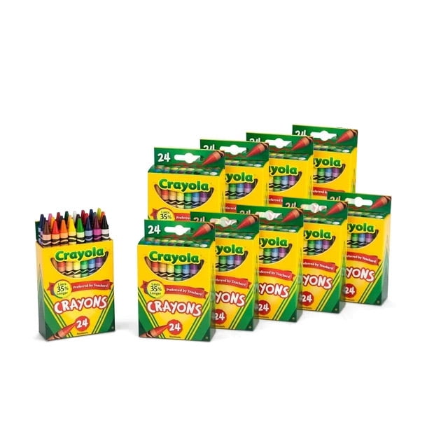 Crayola Crayons 24 Count, 10 Pack Bundle, Bundle for Teachers, Nontoxic, Preferred by Teachers (10 Packs, 240 Crayons)